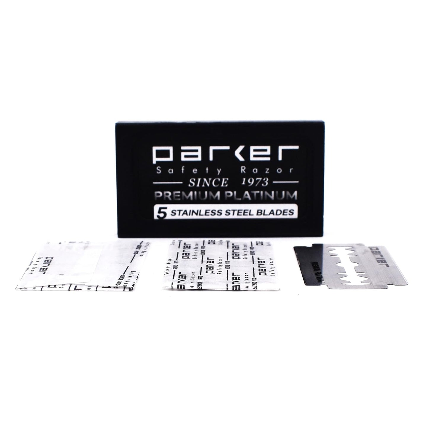 Parker 100 Count, Parker Double Edge Safety Razor Blades, Premium Platinum Stainless Steel Razor Blades with PTFE, Tungsten and Chromium Coated Edges for Smooth, and Comfortable Shaves