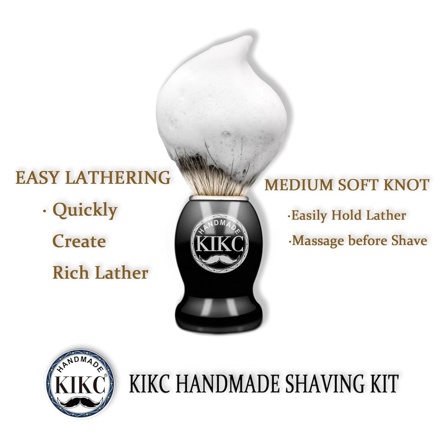 Hand Crafted Pure Badger Shaving Brush for Wet Shave, Soft Bristle, Wood Handle Black Color, Best Gift for Bearded Man