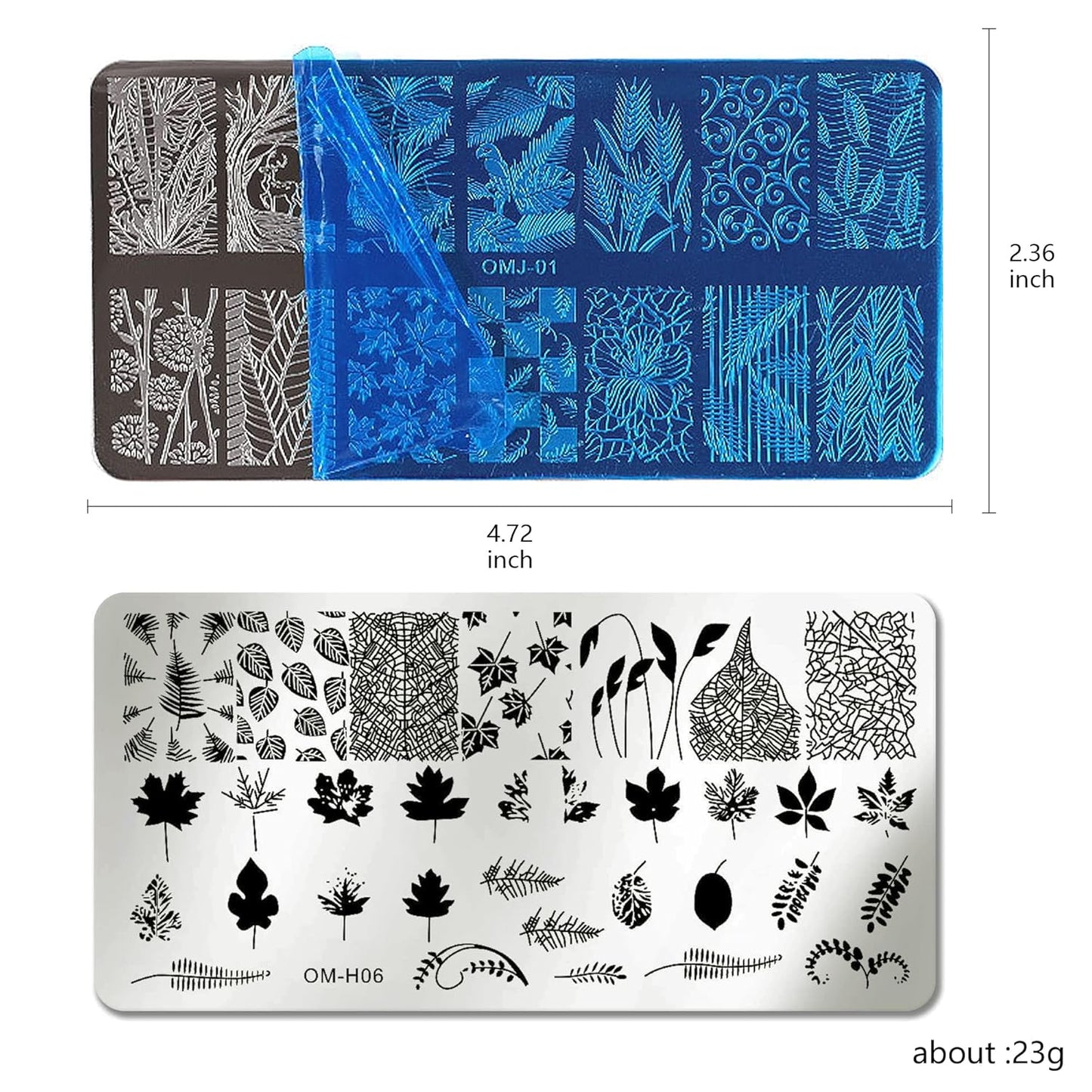 Nail Art Stamper Kit 6Pcs Flower Heart Leaf Lace Butterfly Stamping Plate Template with Silicone Nail Stamper and Scraper for Women Girls DIY Fingernail Manicure Stencils Tools