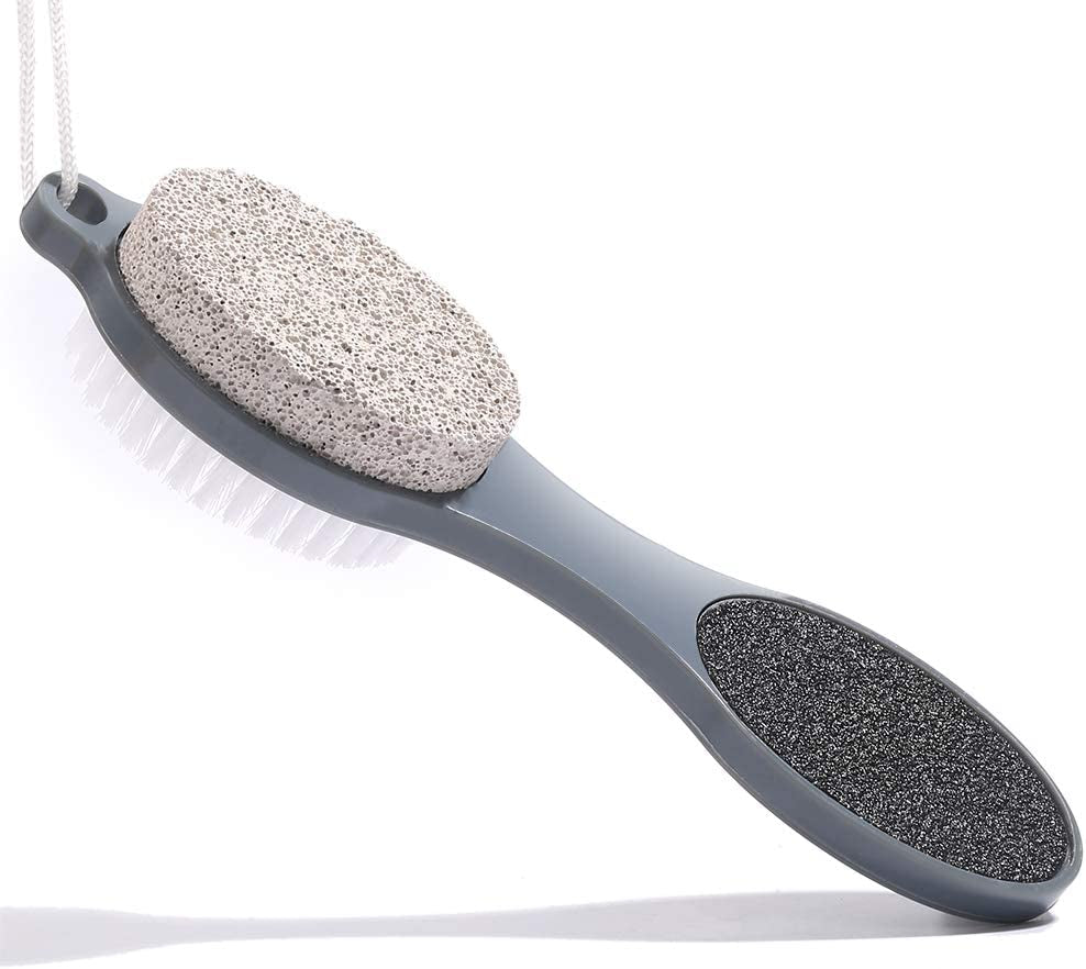 Foot File Callus Remover - Multi Purpose 4 in 1 Feet Pedicure Tools with Foot Scrubber, Pumice Stone, Foot Rasp and Sand Paper for Home Foot Care (Grey Pedicure Foot File)