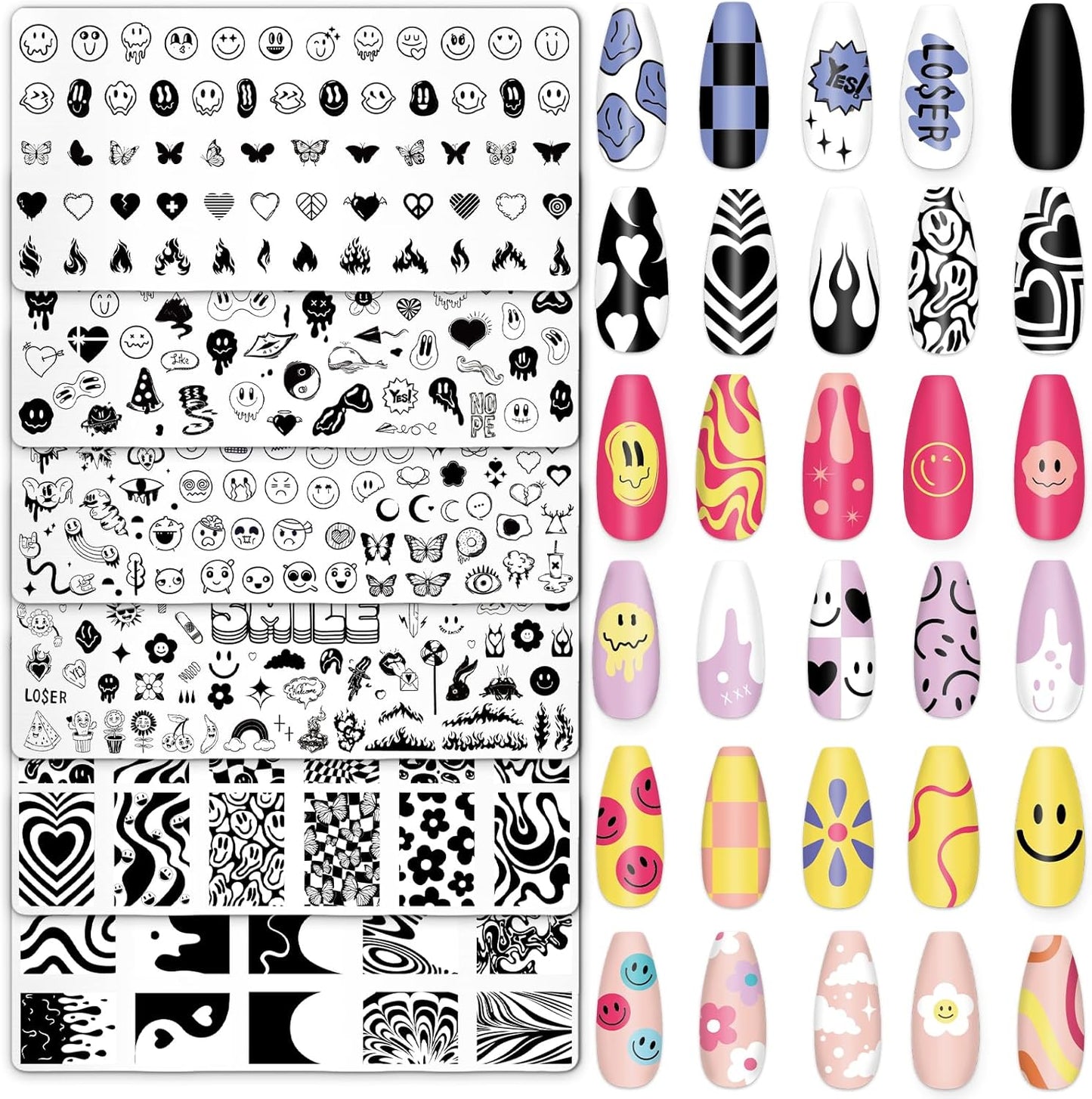 6Pcs Valentine'S Day St. Patrick'S Day Easter Nail Plates Stamping Set Heart Shamrock Egg Stamp Templates Nail Art Plates for DIY Print Manicure Salon Design