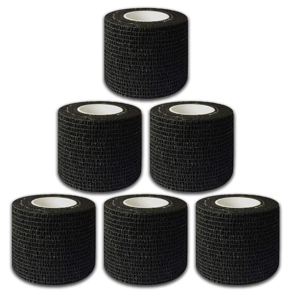 Tattoo Grip Tape Wrap Cover -  6Pcs 2" X 5 Yards Tattoo Machine Tape Cohesive Elastic Bandage Rolls Self-Adherent Tape for Grip Tube Accessories Sports Tape