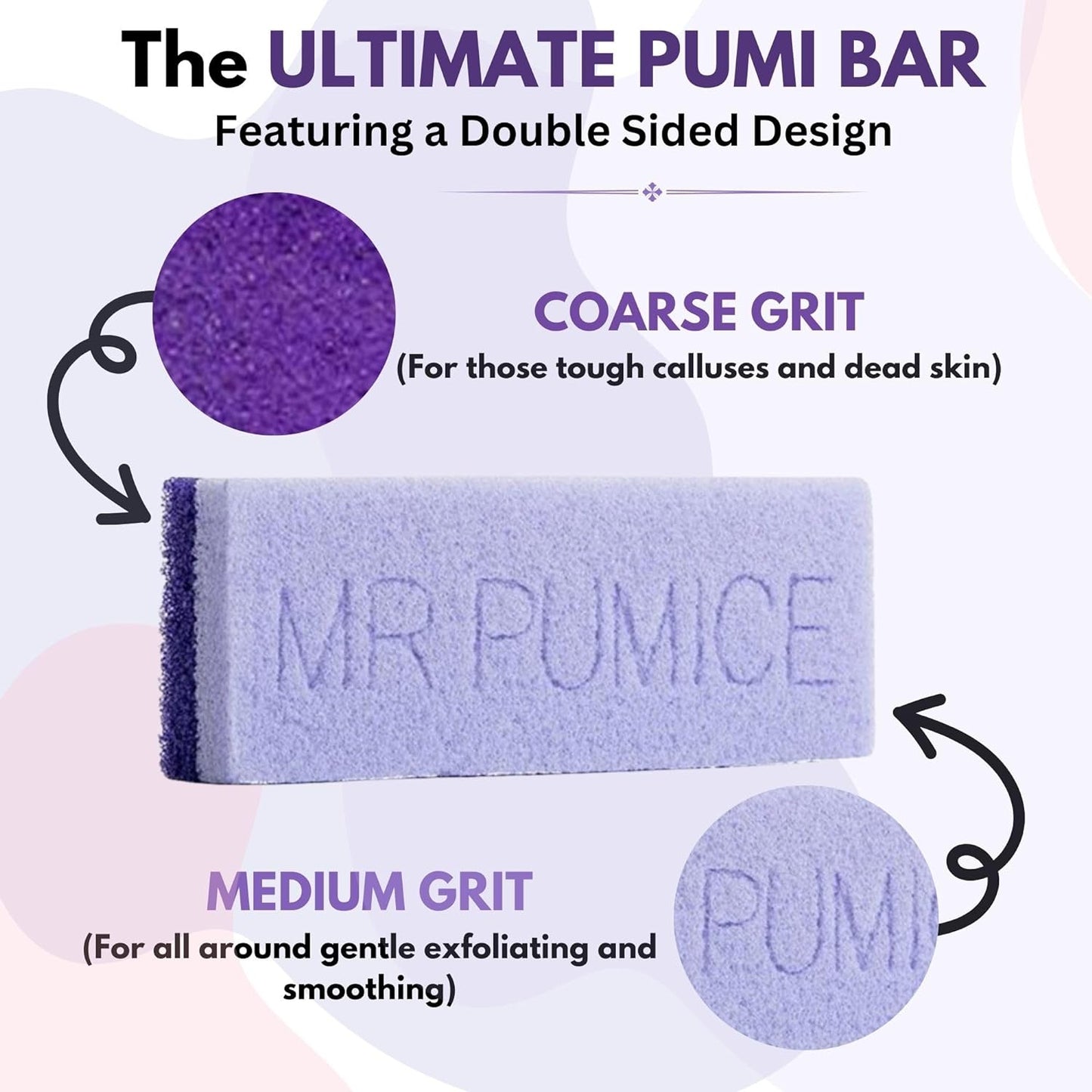 Ultimate PUMI Bar 2-In-1 Dual Grit (Medium + Coarse) Callus Remover, Pedicure Stone & Ped File Scrubber for Smooth Feet and Heels (4 Pack)