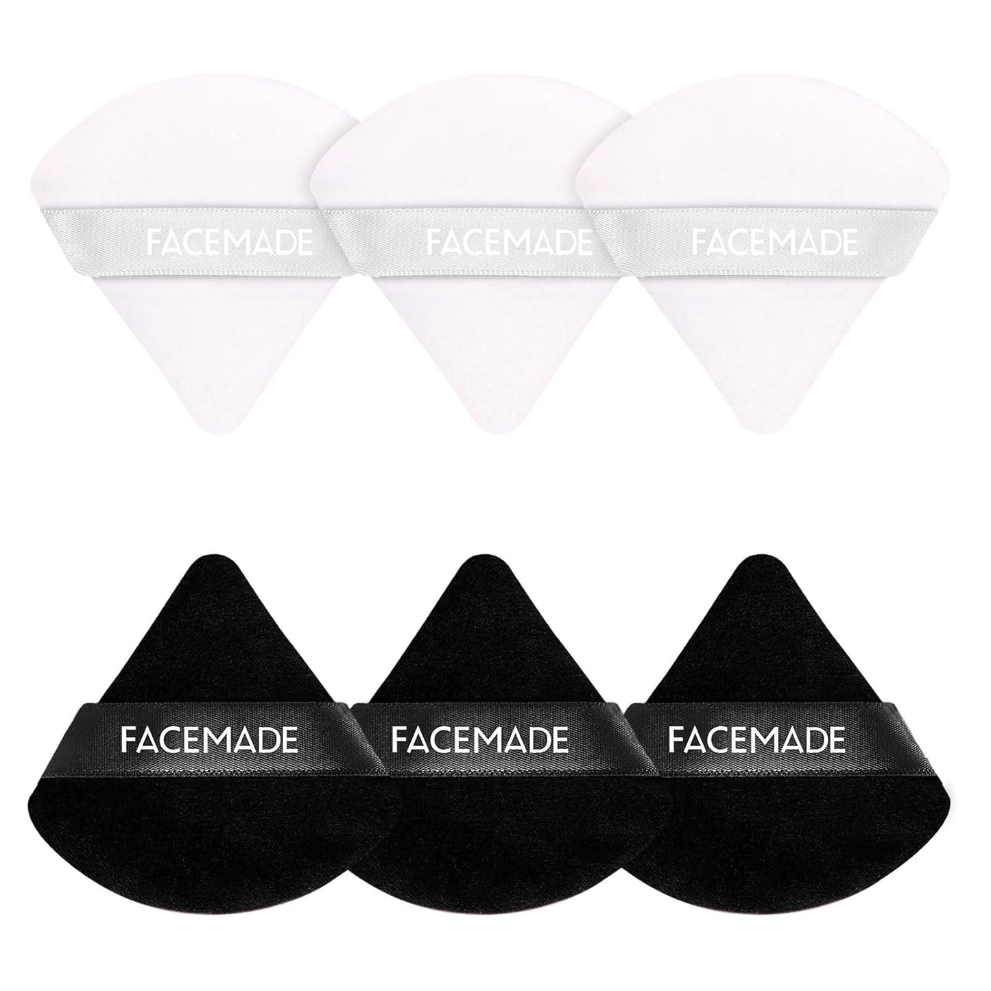 6 Pieces Face Powder Puff with a Travel Case, Soft Makeup Puff with a Container, Triangle Velour Makeup Sponge for Loose Powder Body Powder, Beauty Makeup Tools, Black