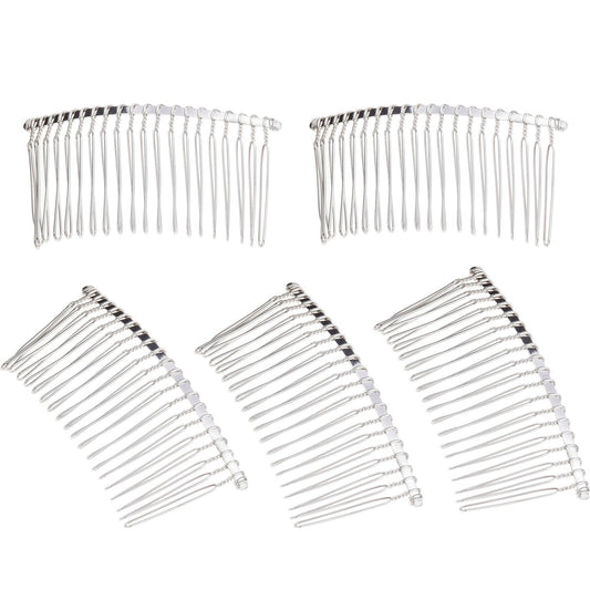 5 Pieces Hair Combs for Women Accessories Metal Bridal Hair Comb 20 Teeth Wedding Veil Comb Decorative for Women Fine Hair(White K)