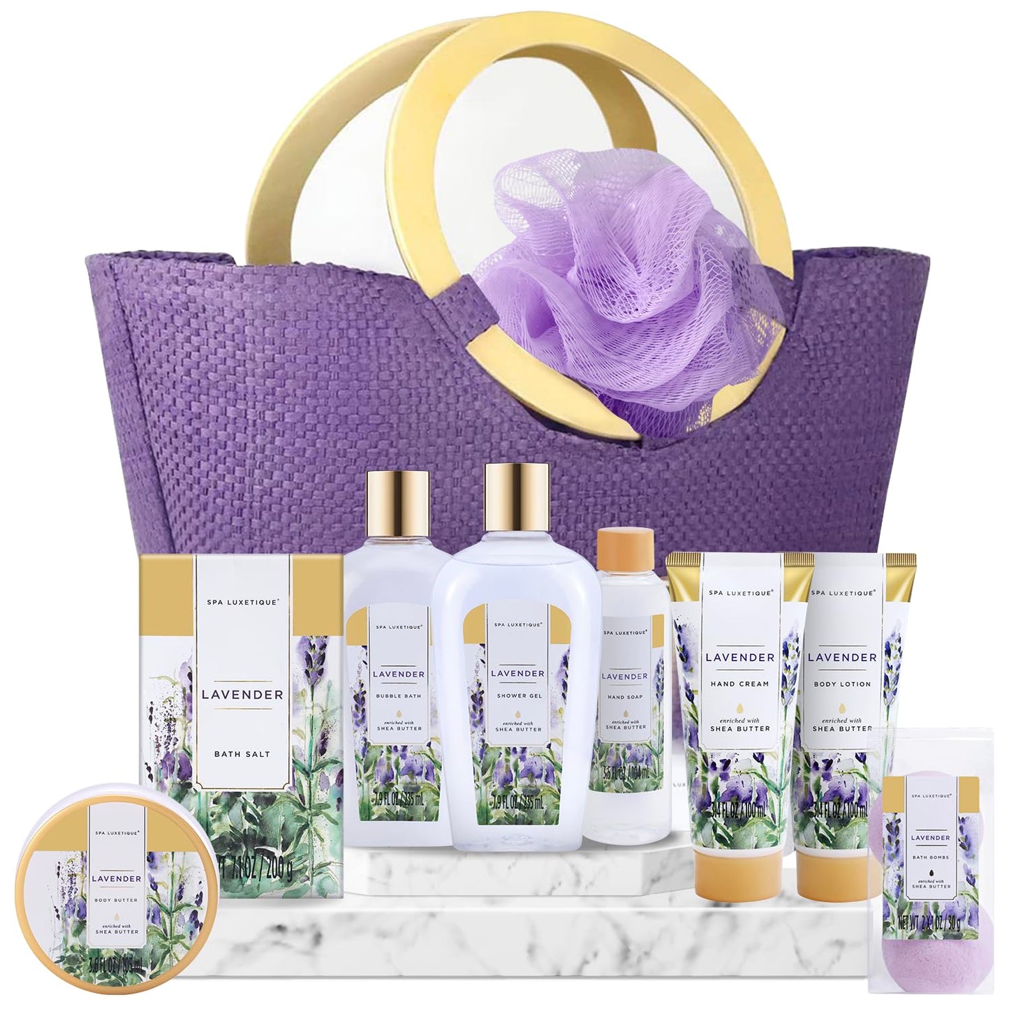 Gift Baskets for Women, Spa Gifts for Women-10Pcs Lavender Gift Sets with Body Lotion, Bubble Bath, Relaxing Bath Sets for Women, Christmas Gifts for Women, Mothers Day Gifts for Mom