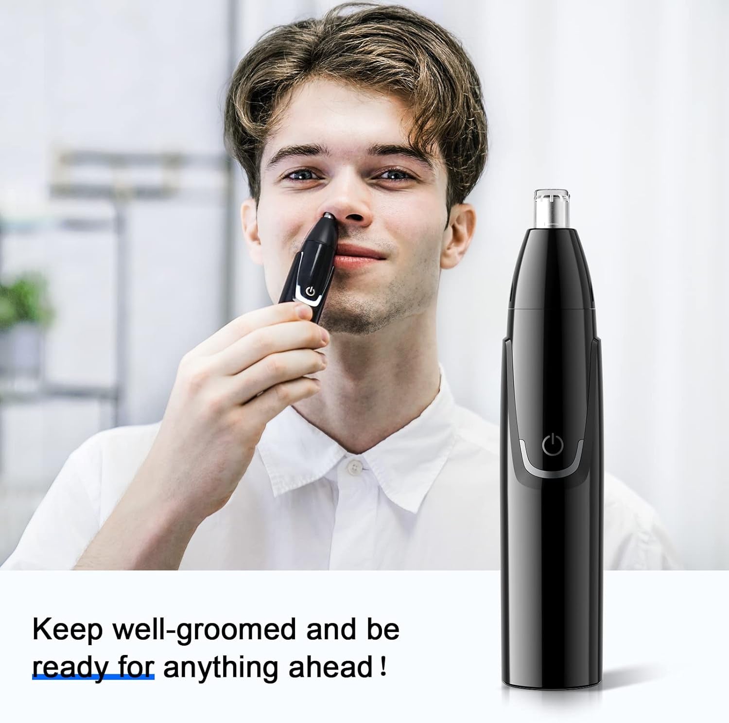 Rechargeable Ear and Nose Hair Trimmer - 2024 Professional Painless Eyebrow & Facial Hair Trimmer for Men Women, Powerful Motor and Dual-Edge Blades for Smoother Cutting Black