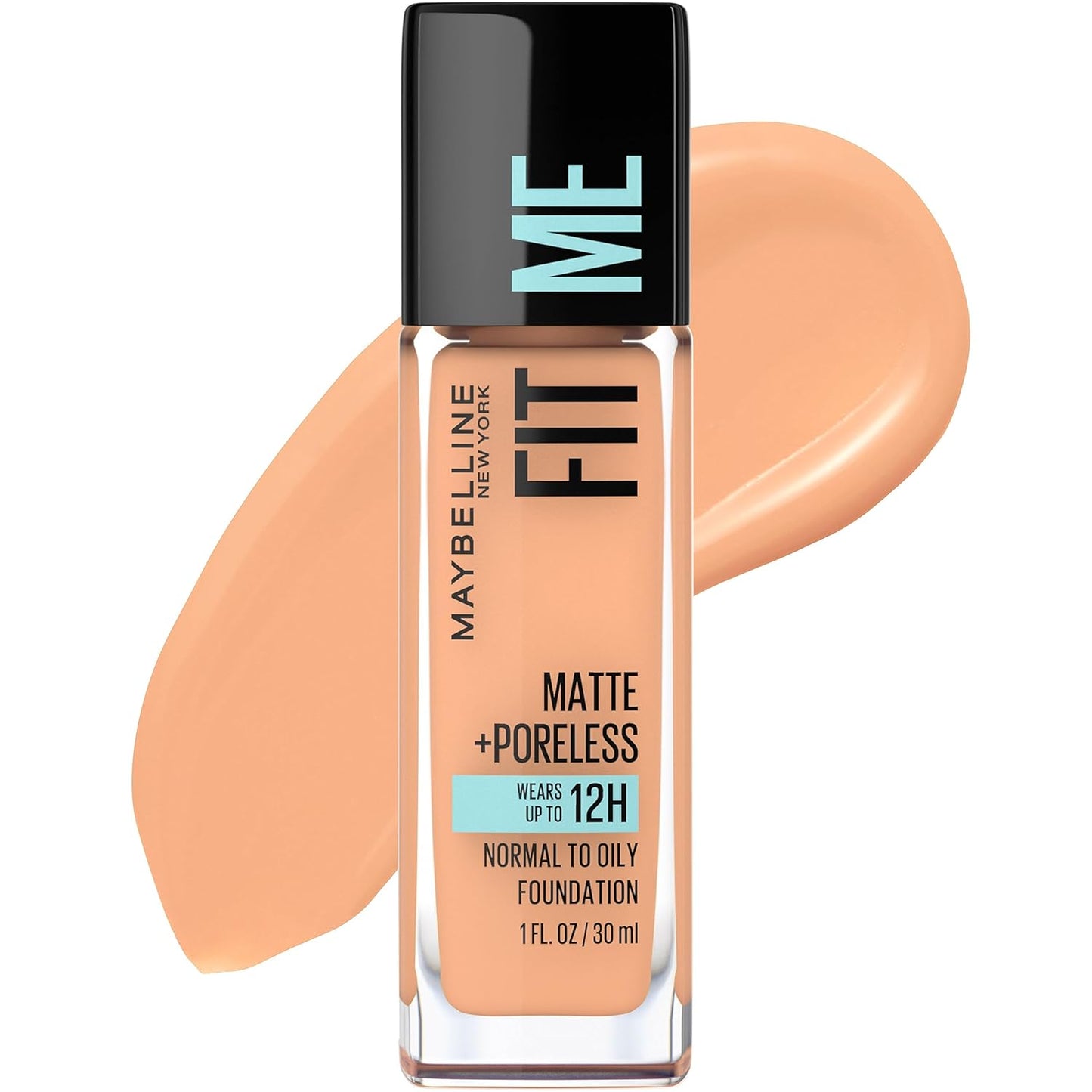 Fit Me Matte + Poreless Liquid Oil-Free Foundation Makeup, Warm Nude, 1 Count (Packaging May Vary)