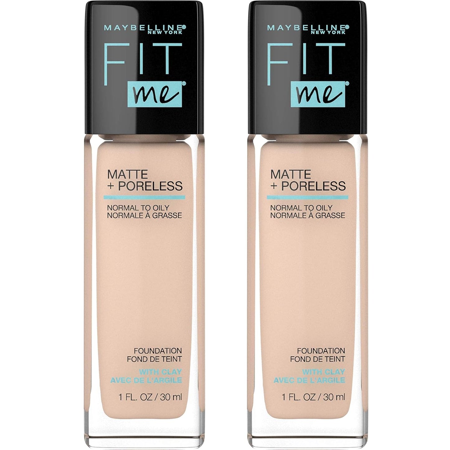 Fit Me Matte + Poreless Liquid Oil-Free Foundation Makeup, Warm Nude, 1 Count (Packaging May Vary)