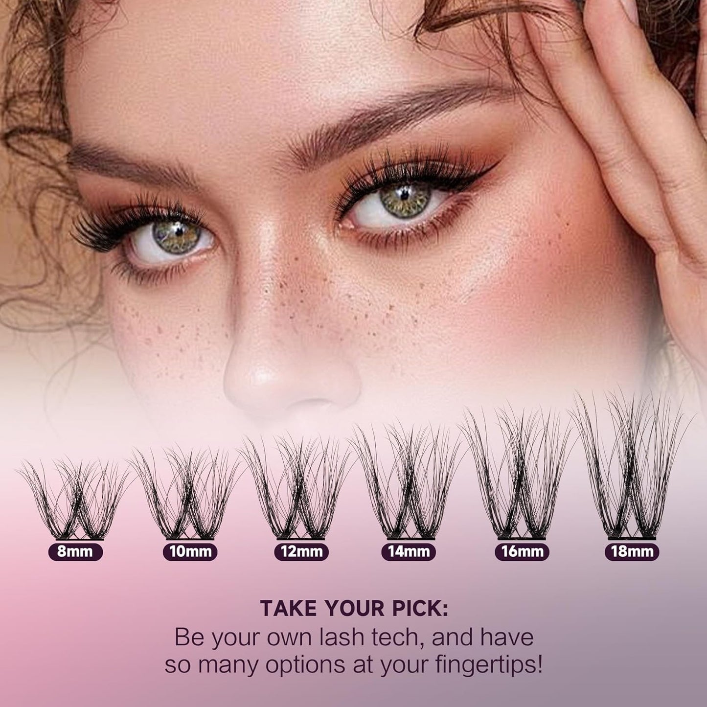 Lash Clusters DIY Eyelash Extensions 144 Clusters Lashes D Curl 3D Eyelash Clusters Extensions Fluffy Wispy Lashes Cluster Fluffy Effect & Ultra-Soft & Super Light & DIY at Home (Prism)