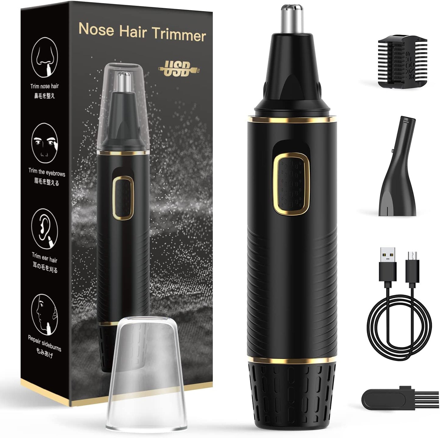 Nose Hair Trimmer for Men, 2025 Painless USB Rechargeable Nose Hair Trimmer, Ear and Nose Hair Trimmer for Men, Professional Facial Hair Trimmer with IPX7 Waterproof Dual Edge Blades