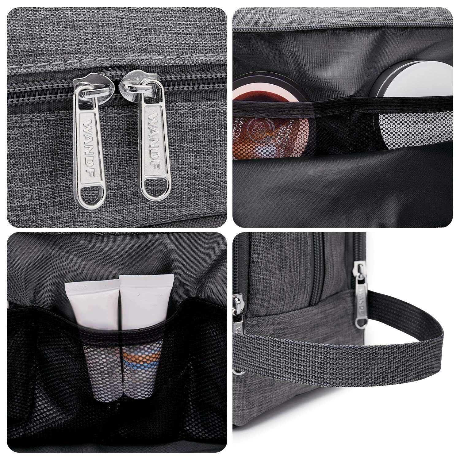 Toiletry Bag for Men Hanging Dopp Kit Water Resistant Shaving Bag Small Toiletry Bag for Traveling (Denim Grey)