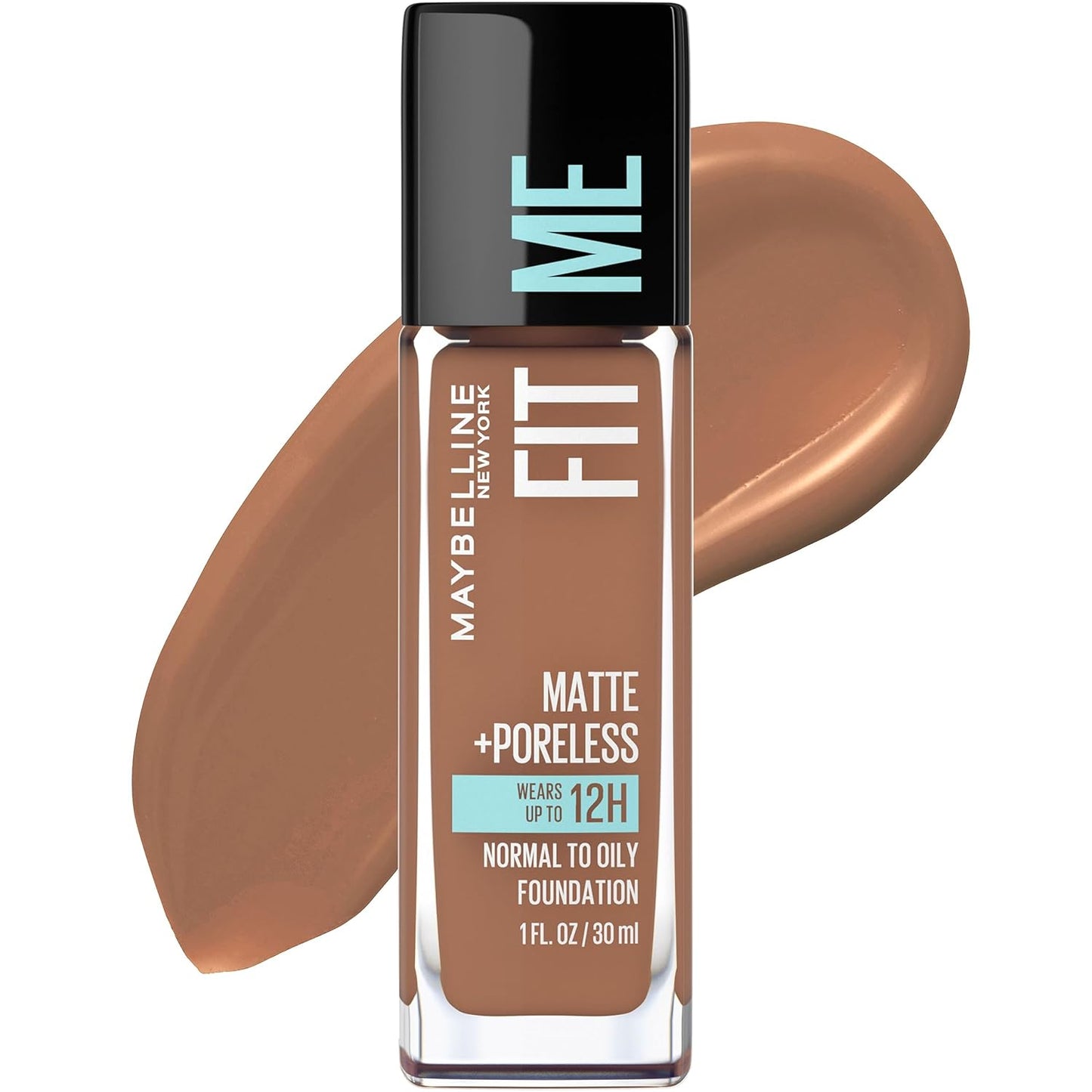 Fit Me Matte + Poreless Liquid Oil-Free Foundation Makeup, Warm Nude, 1 Count (Packaging May Vary)