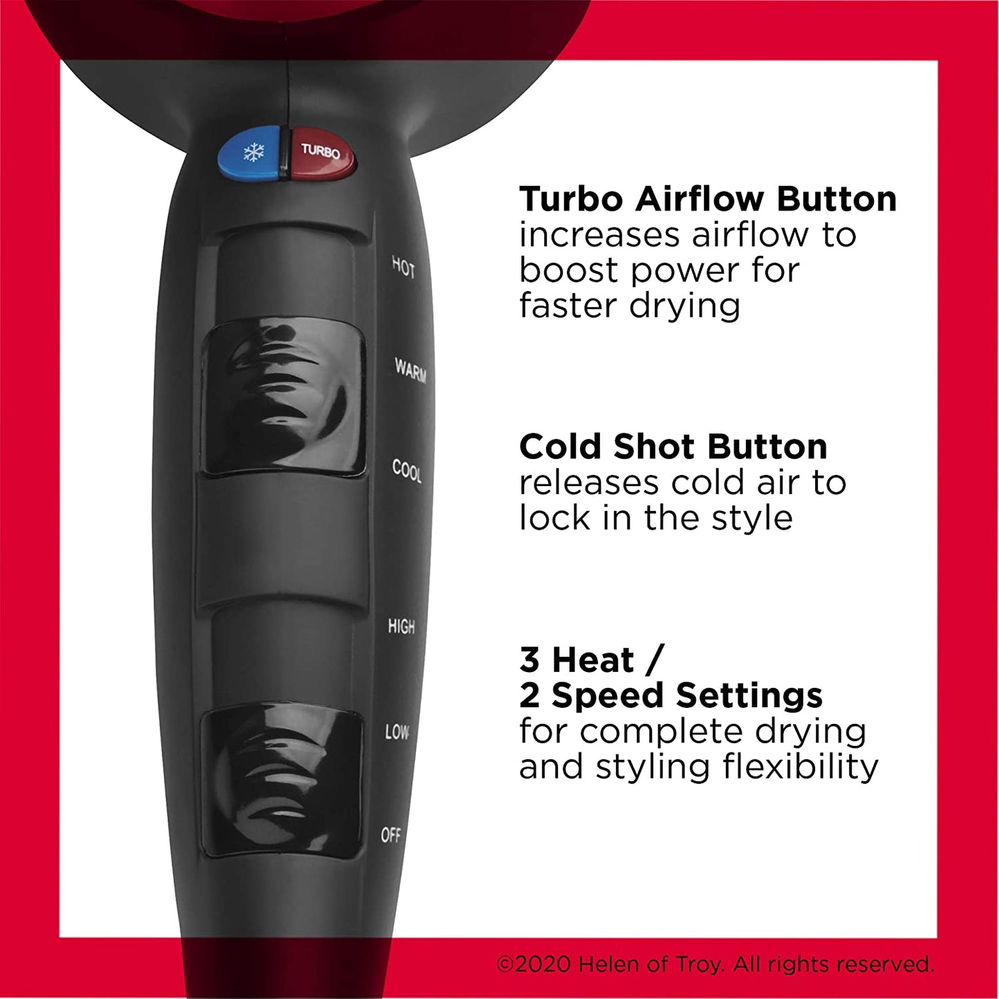 Turbo Hair Dryer with Advanced Ionic Technology, Ceramic Coating | Turbo Heat and Cold Shot Features, 1875 Watts for Fast Drying and Shine (Silver)