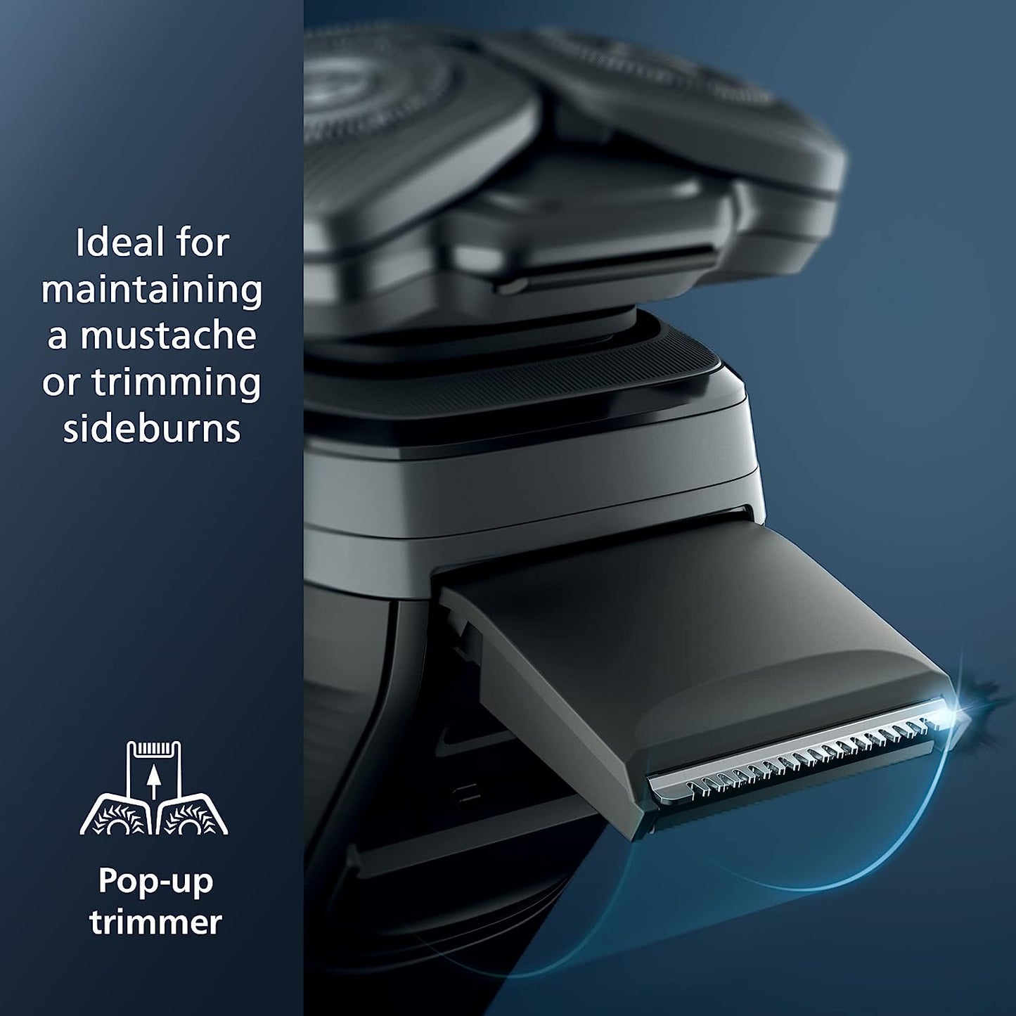 Shaver 7300, Rechargeable Wet & Dry Electric Shaver with Senseiq Technology, Pop-Up Trimmer, Charging Stand, Click-On Nose Trimmer, & Travel Case, S7887/92