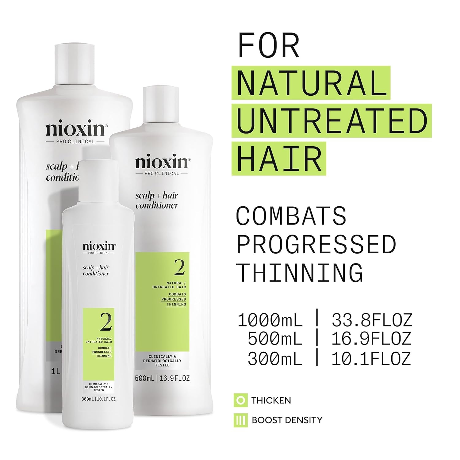 System 2 Scalp + Hair Thickening Conditioner, for Natural Hair with Progressed Thinning, Boost Hair Density with Niacinamide & Biotin