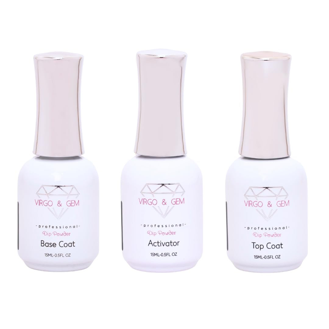 3 or 5 Pcs Dipping Powder Liquid Set- 15Ml Dip Powder Base Coat, Top Coat, Activator, Brush Saver and PH Bond.