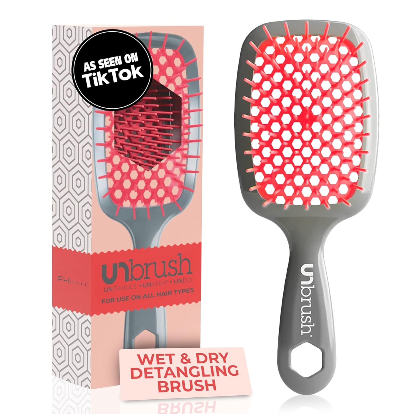 Unbrush Detangling Brush for Pain-Free Brushing on All Wet or Dry Hair Types — Durable Duoflex Anti-Static Bristles, Lightweight Handle, Vented Hair Brush