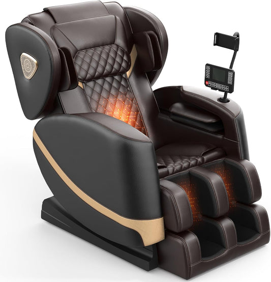 2025 Massage Chair Full Body, Zero Gravity Massage Chair with 10 Fix Rollers, Heating, Foot Massage, Auto Modes, Bluetooth Speaker, Touch Screen Controller