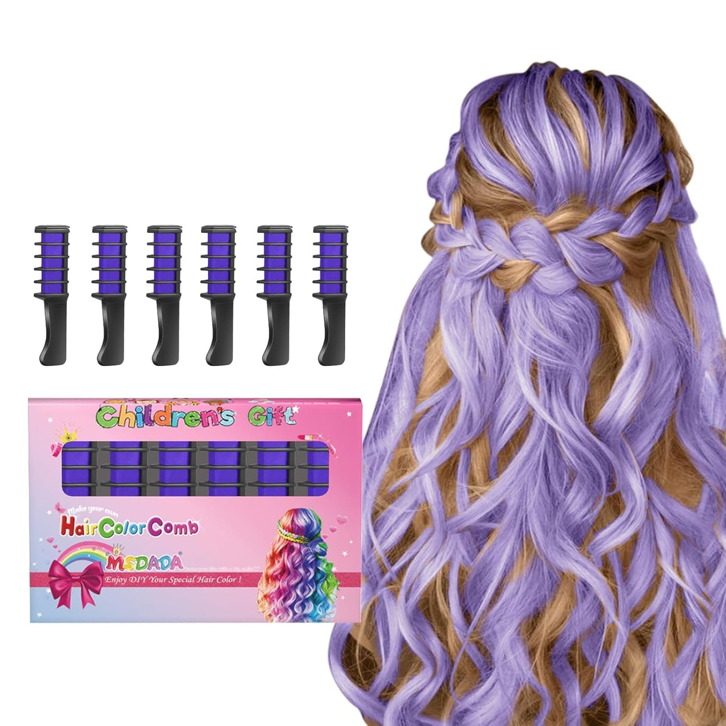 New Hair Chalk Comb Temporary Hair Color Dye for Girls Kids, Washable Hair Chalk for Girls Age 4 5 6 7 8 9 10-12 Birthday Christmas New Year Cosplay Hair DIY Party