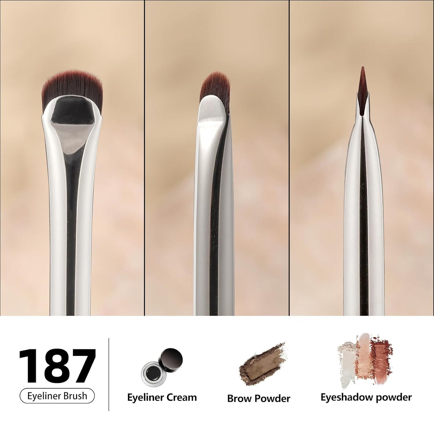 Eyeliner Brush, Crescent-Shaped Eyeliner and Brow Brush - Effortlessly Create Perfect Eyeliner (187 Curved Eyeliner)