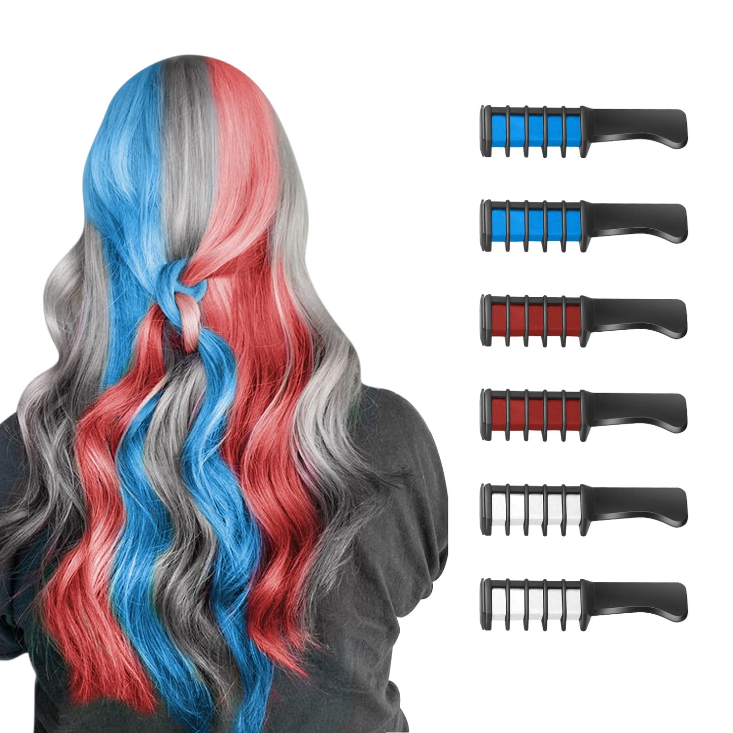 New Hair Chalk Comb Temporary Hair Color Dye for Girls Kids, Washable Hair Chalk for Girls Age 4 5 6 7 8 9 10-12 Birthday Christmas New Year Cosplay Hair DIY Party