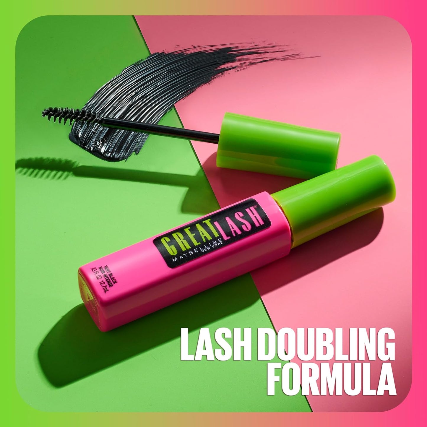 Great Lash Washable Mascara Makeup, Volumizing Lash-Doubling Formula That Conditions as It Thickens, Blackest Black, 1 Count