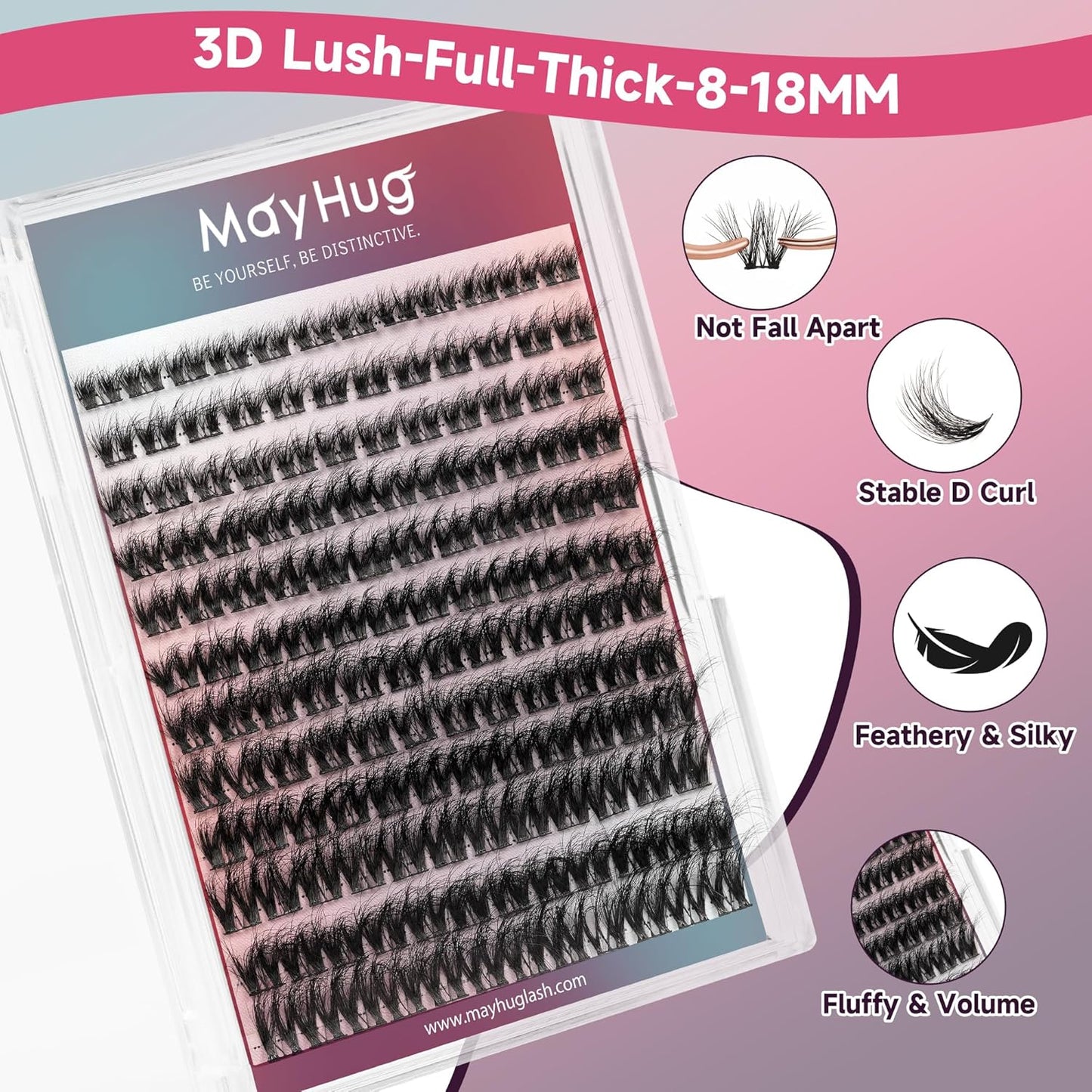 Lash Clusters DIY Eyelash Extensions 144 Clusters Lashes D Curl 3D Eyelash Clusters Extensions Fluffy Wispy Lashes Cluster Fluffy Effect & Ultra-Soft & Super Light & DIY at Home (Prism)