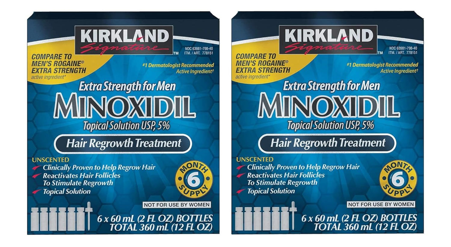 Minoxidil 5% for Men, Topical Solution Extra Strength Hair Regrowth Treatment, 6 Months Supply, Total 12 Fl Oz, Dropper Applicator, Exclusive 2 Microfiber Cleaning Cloths and Comb Included