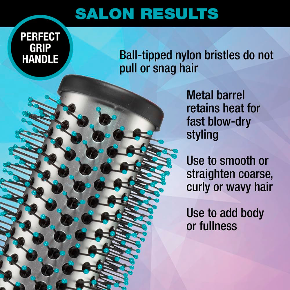 Salon Results round Hair Brush - Hair Brush Blow Dryer - Large round Brush for Blow Out - Nylon Bristles - Curly Hair Brush - Hair Brushes for Women - Hair Brushes for Women