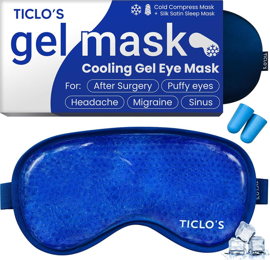 Cooling Eye Mask for Puffy Eyes - Gel Eye Mask for Sleeping, Cold Compress for Dark Circles, Cold Reusable Eye Mask for Migraines, Headaches, and Post-Surgery Recovery, Ice Pack for Eyes