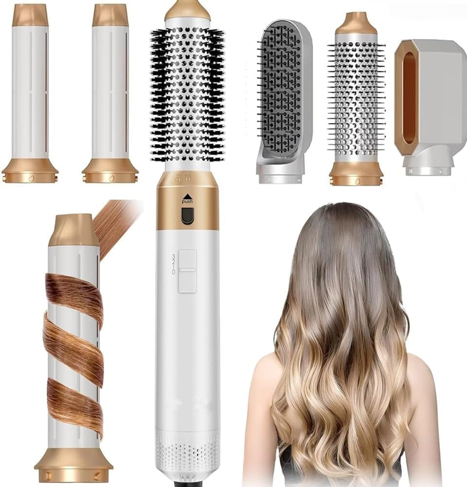 Hair Dryer Brush, 5 in 1 Multi Hair Styler,110,000 RPM High-Speed Negative Ionic Hair Dryer Fast Drying, Professional Blow Dryer Brush for Curling Volumizing Straightening Waves Styling, Salon Tools