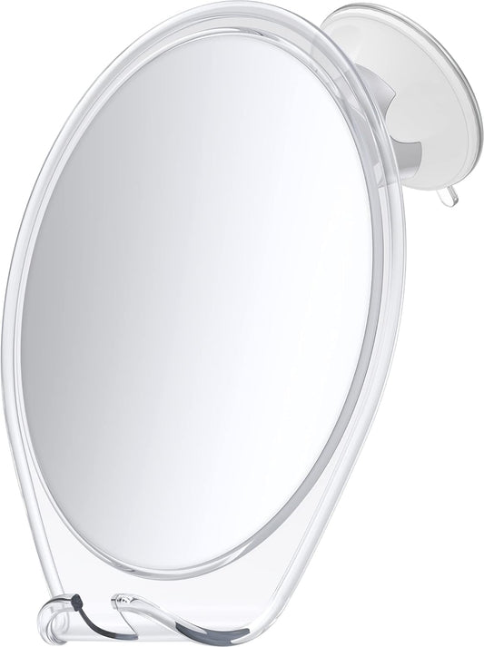 Shower Mirror Fogless for Shaving - with Suction, Razor Holder for Shower & Swivel, Small Mirror, Shower Accessories, Bathroom Mirror, Bathroom Accessories, Holds Razors (White)