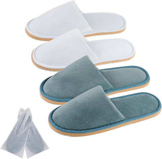 2-6 Pairs Spa Slippers, Indoor Slippers, Disposable Slippers for Guests, Washable & Non Slip Reusable House Slippers for Women Men Bedroom, Hotel, Travel,Wedding (Thick Soft)