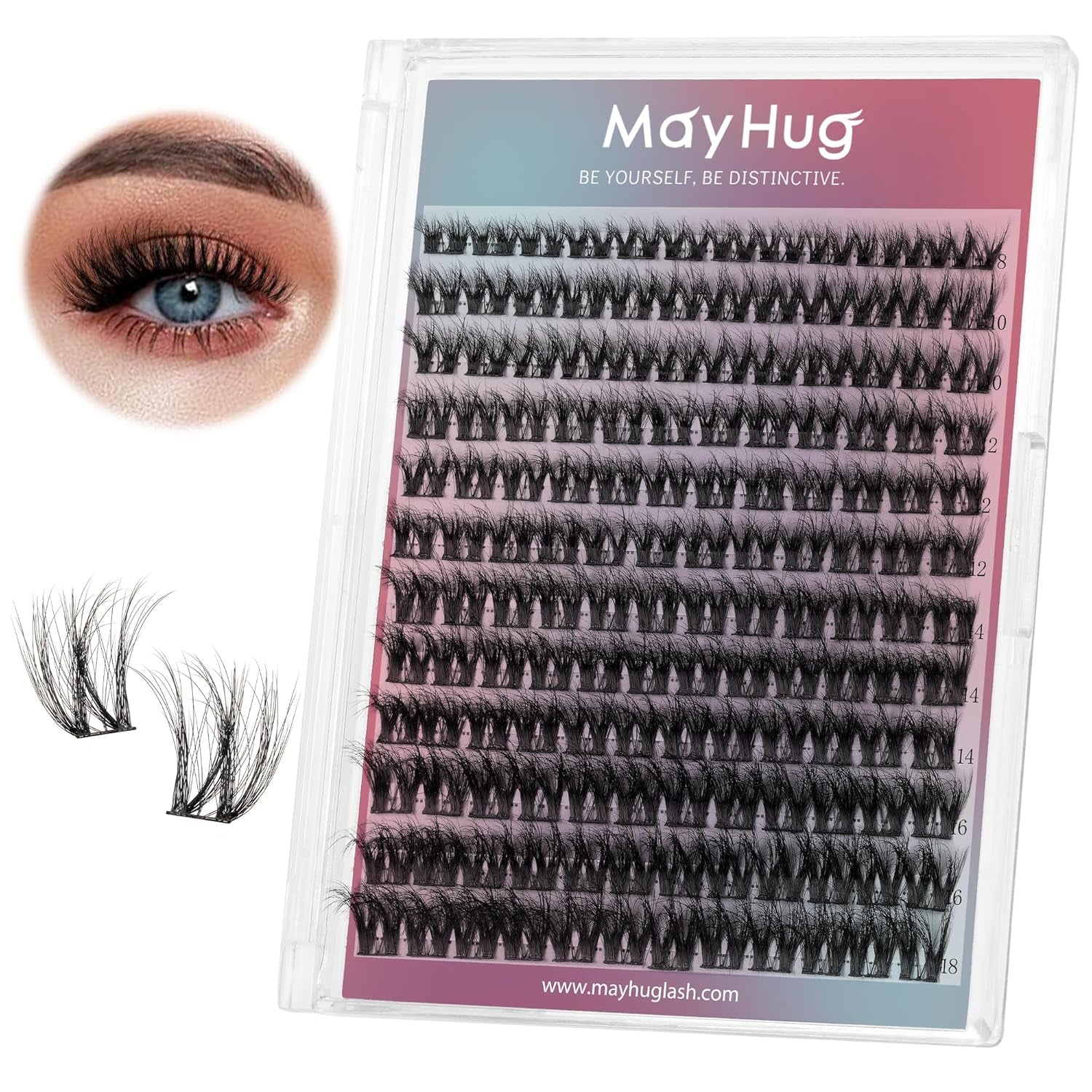 Lash Clusters DIY Eyelash Extensions 144 Clusters Lashes D Curl 3D Eyelash Clusters Extensions Fluffy Wispy Lashes Cluster Fluffy Effect & Ultra-Soft & Super Light & DIY at Home (Prism)