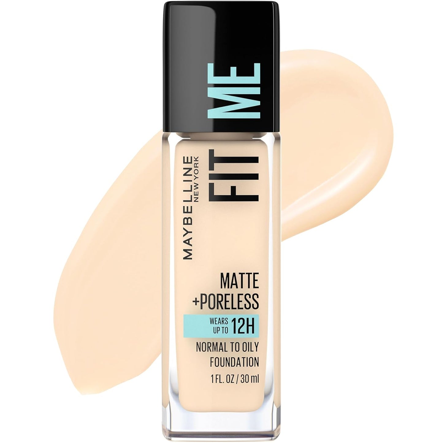 Fit Me Matte + Poreless Liquid Oil-Free Foundation Makeup, Warm Nude, 1 Count (Packaging May Vary)