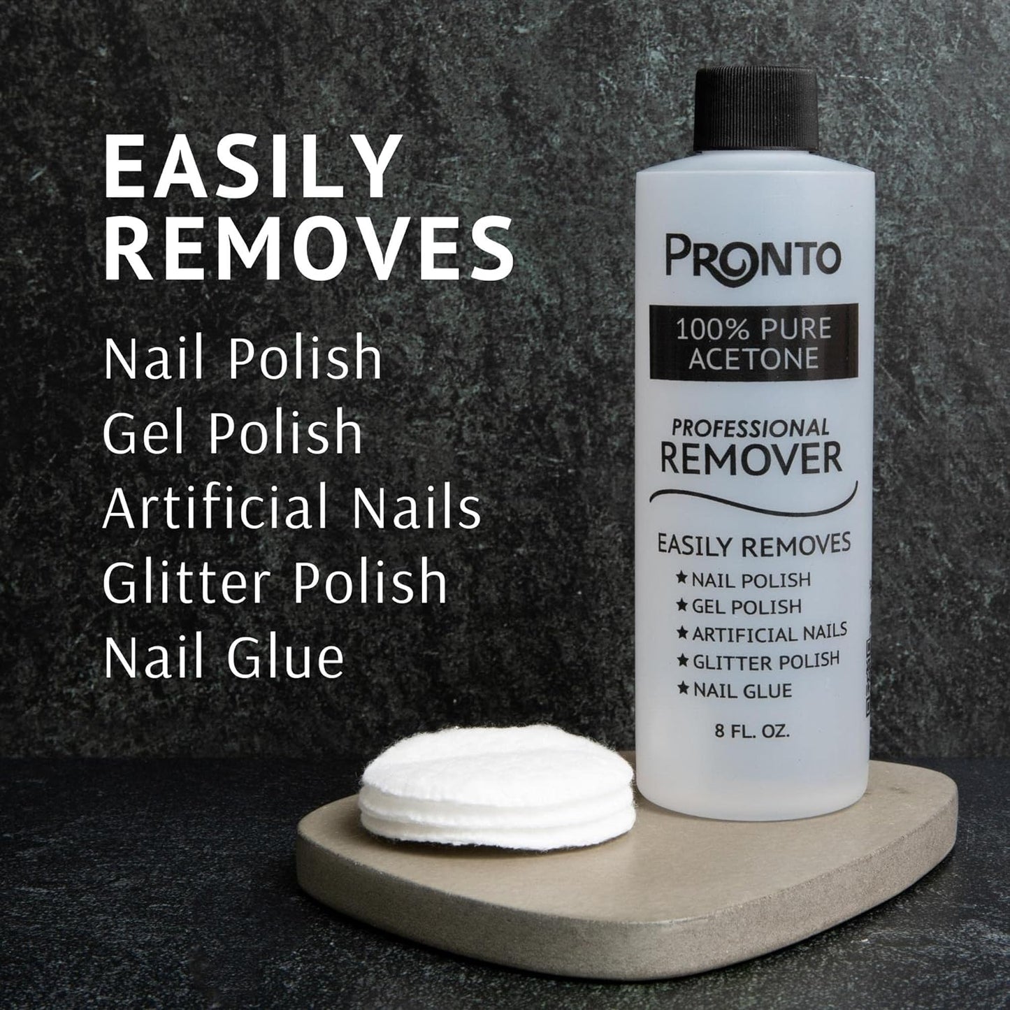 100% Pure Acetone - Quick, Professional Nail Polish Remover - for Natural, Gel, Acrylic, Sculptured Nails (8 FL. OZ.)