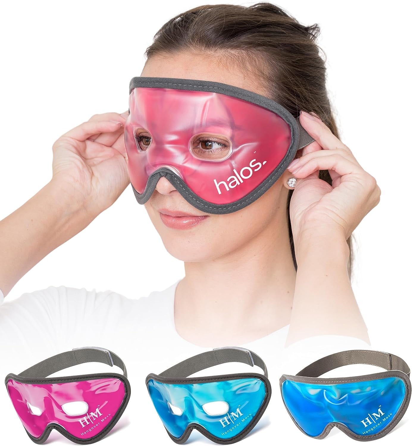 Cooling Eye Mask -HM Mask- Reusable Gel Eye Mask Cold Pack -Our Ice Eye Mask Soothes Puffy Eyes, Dark Circles & Hangovers- Relieve Your Headaches & Sinus Pain with Cold Eye Mask & Eye Gel Mask Therapy