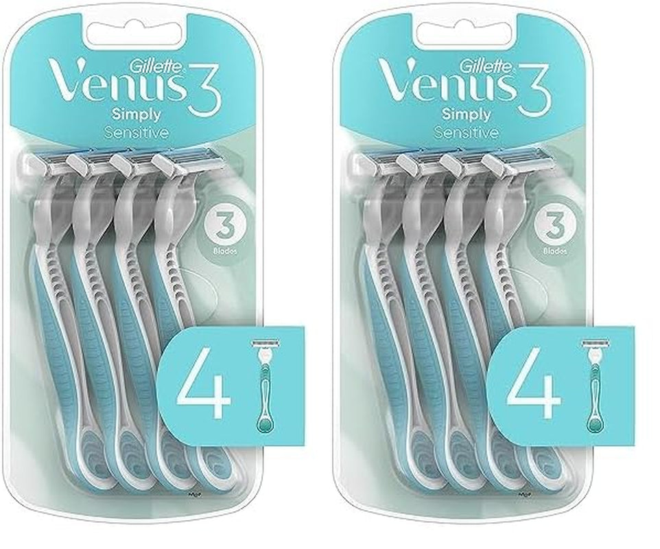 Simply 3 Sensitive Women'S Disposable Razors, Pack of 1 with 4 Razors