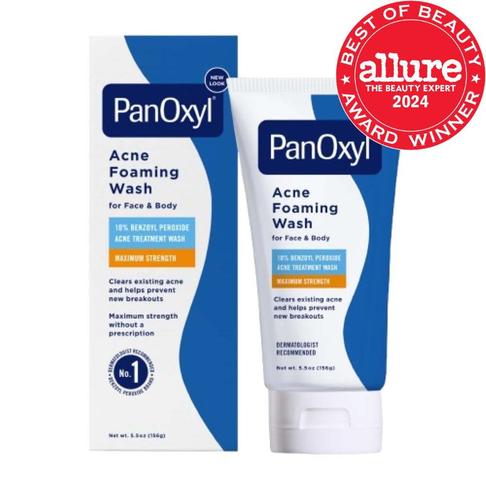 Acne Foaming Wash Benzoyl Peroxide 10% Maximum Strength Antimicrobial, 5.5 Oz