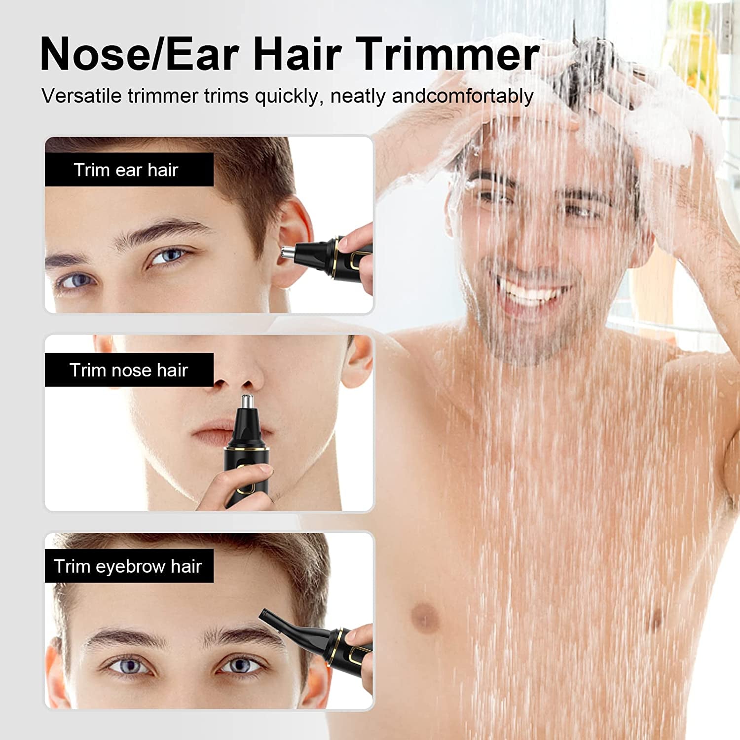 Nose Hair Trimmer for Men, 2025 Painless USB Rechargeable Nose Hair Trimmer, Ear and Nose Hair Trimmer for Men, Professional Facial Hair Trimmer with IPX7 Waterproof Dual Edge Blades