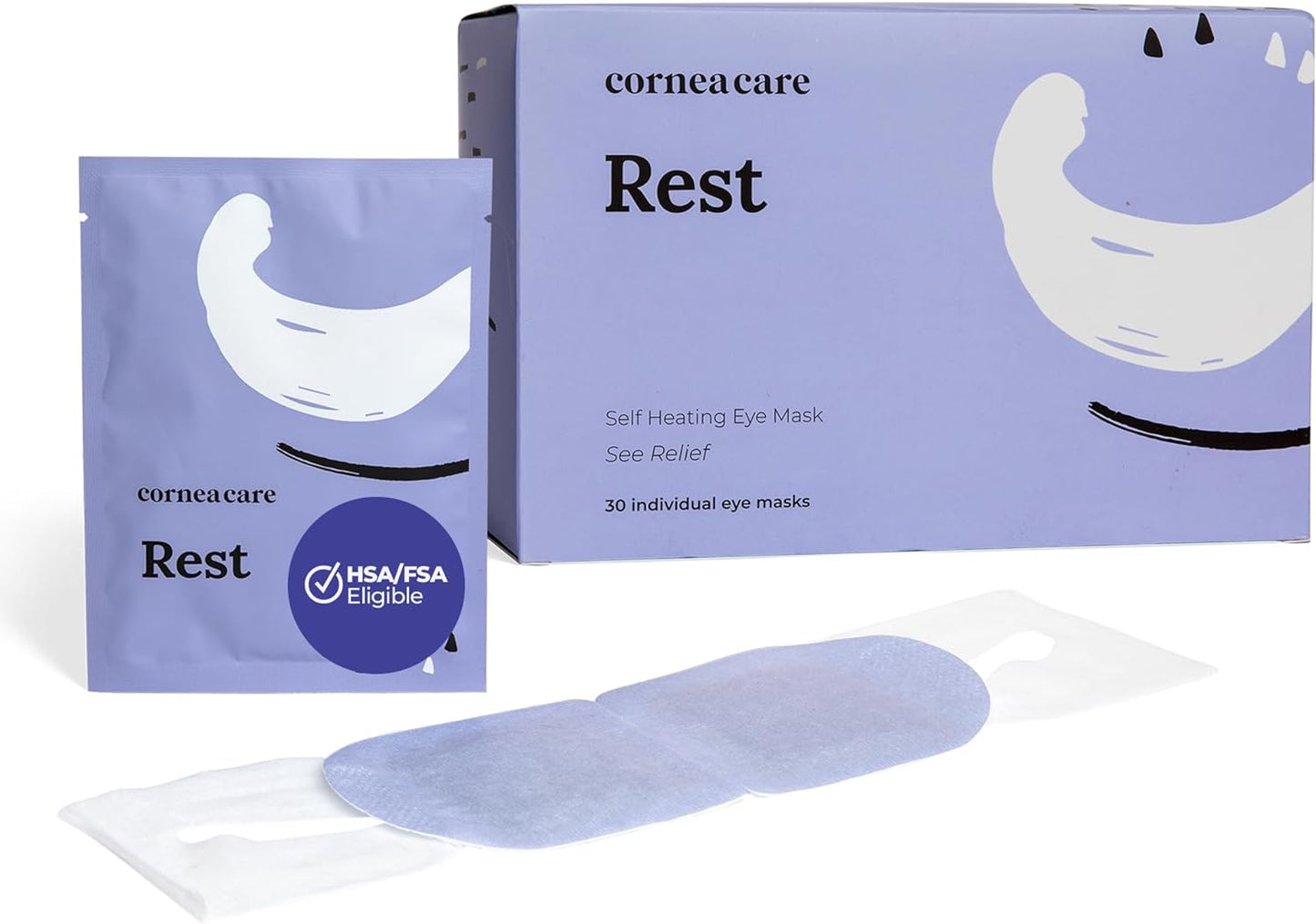 Rest: Self Heating Warm Compress for Dry Eyes | Heated Eye Mask for Fast Relief | No Microwave or Washcloth Needed | Travel Ready | 30 Count | FSA & HSA Eligible