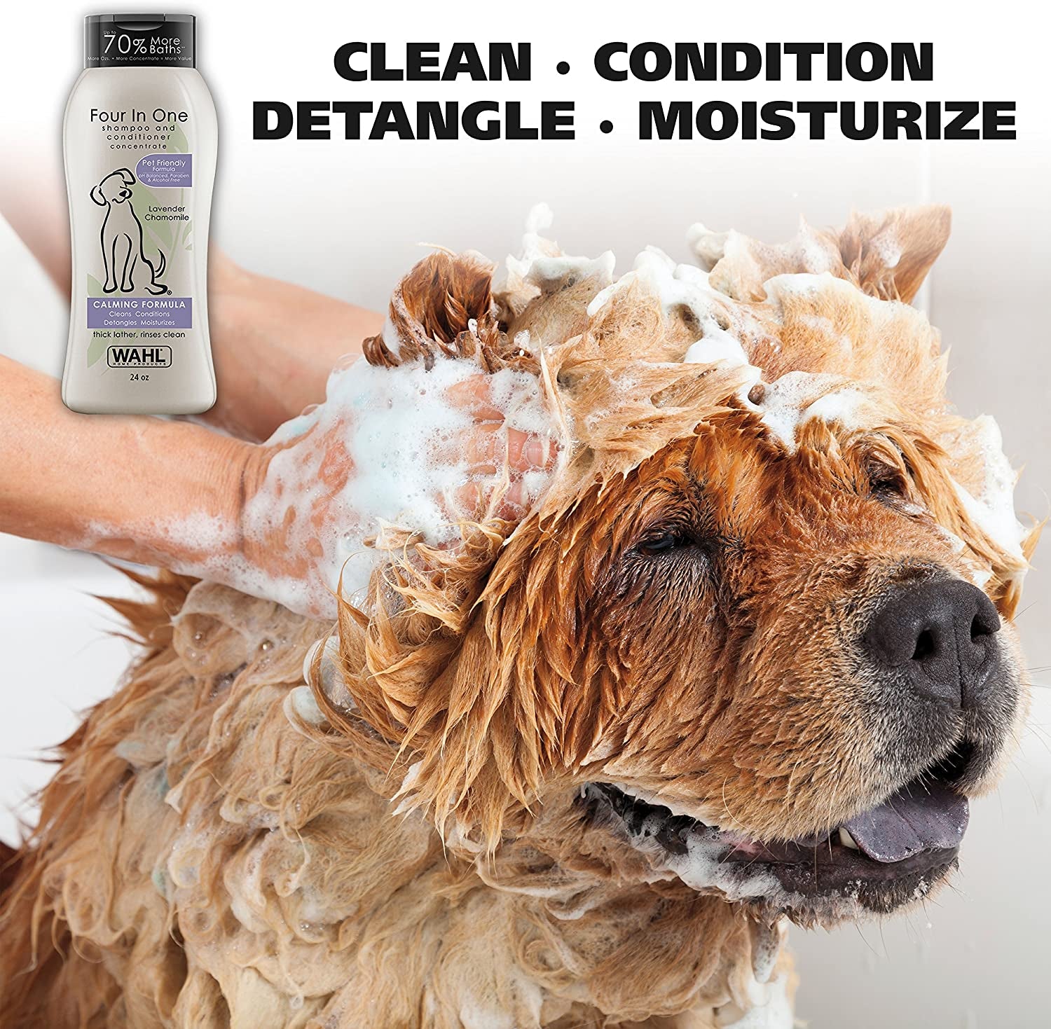 USA 4-In-1 Calming Pet Shampoo for Dogs – Cleans, Conditions, Detangles, & Moisturizes with Lavender Chamomile - Pet Friendly Formula - 24 Oz - Model 820000A