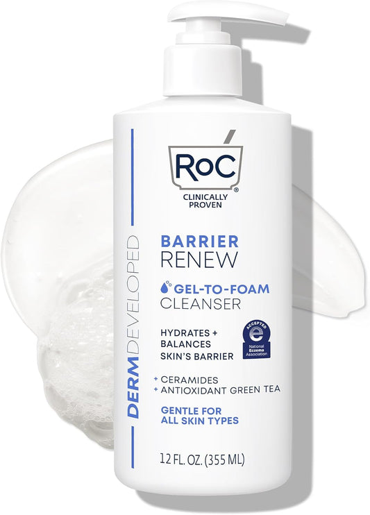 Barrier Renew Gel to Foam Non Drying Facial Cleanser to Hydrate Skin, 12 Ounces