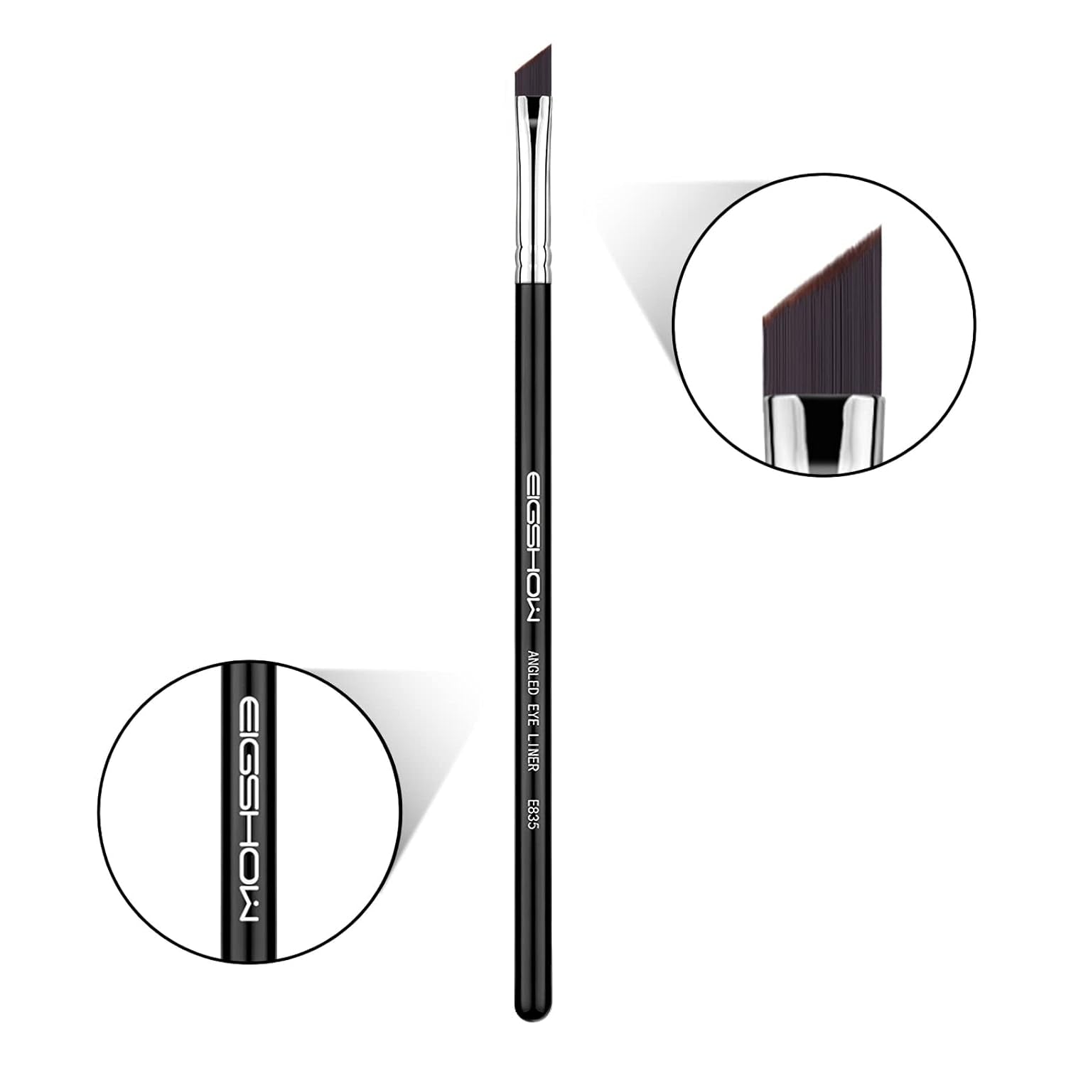 Eyeliner Brush Fine Angled - PRO Precision Gel Eye Liner Makeup Brush -Ultra Thin Slanted Flat Angle - Premium Cruelty Free Synthetic Bristles (E835)