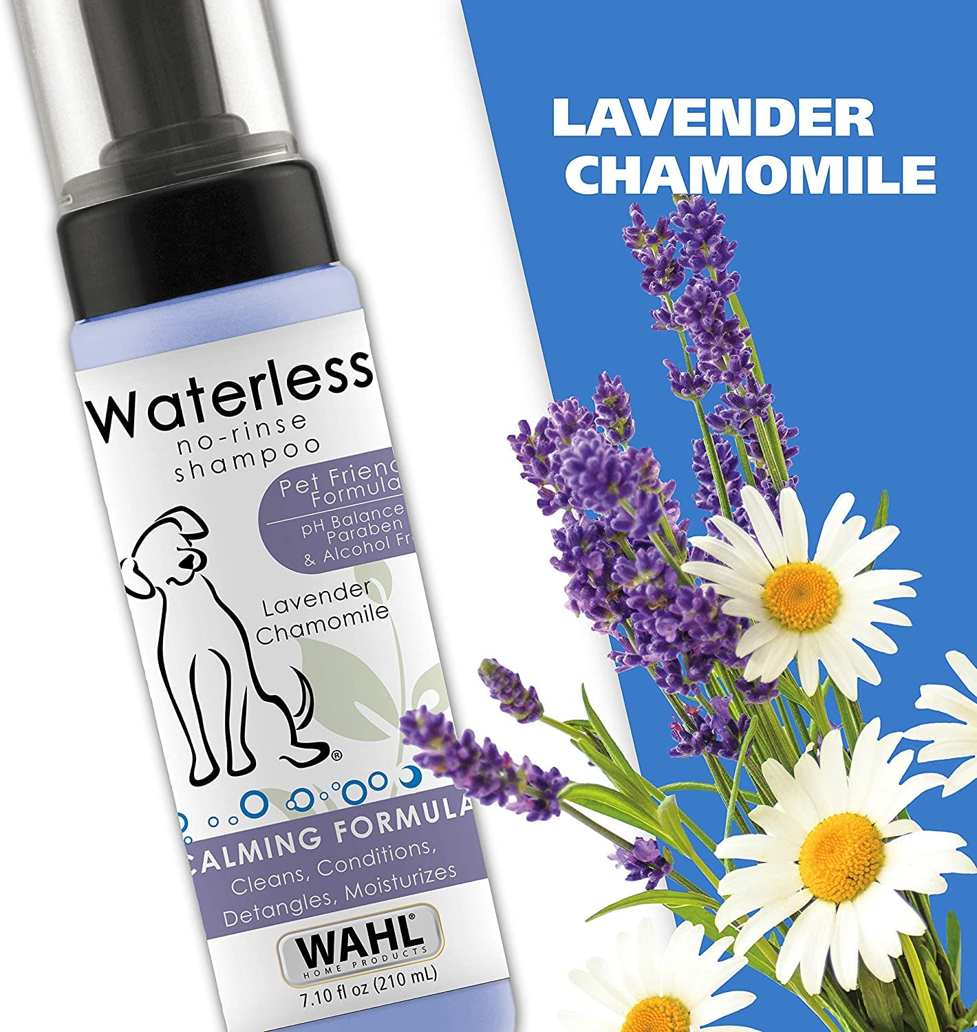 USA Pet Friendly Waterless No Rinse Shampoo for Animals – Lavender & Chamomile for Cleaning, Conditioning, Detangling, & Moisturizing Dogs & Cats – 7.1 Oz - Model 820014A