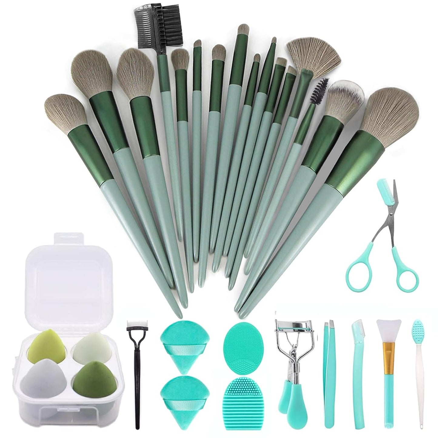 Makeup Brushes 22 Pcs Makeup Kit,Foundation Brush Eyeshadow Brush Make up Brushes Set (Green, 22 Piece Set)