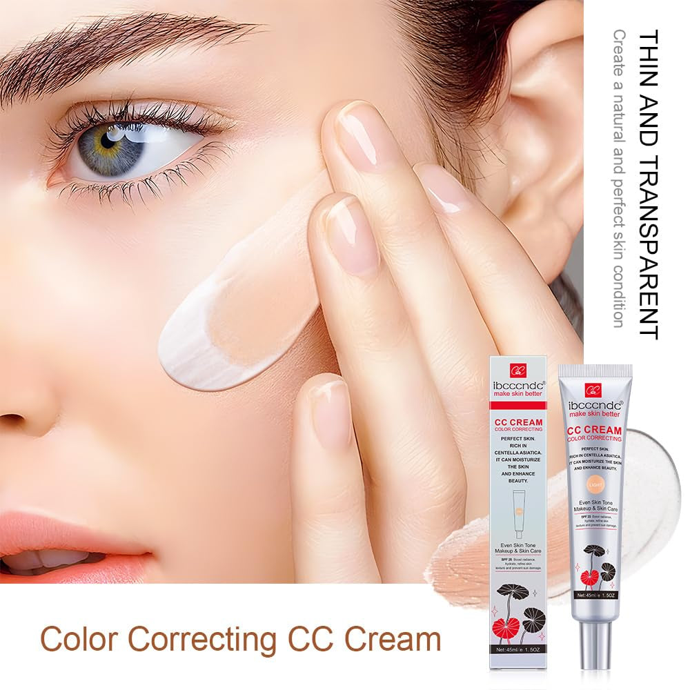 Color Correcting CC Cream with SPF 25, Coverage Lightweight Foundation, Hydrating Serum, Even Skin Tone Makeup and Skin Care, Boost Radiance, Refine Skin Texture, Avoid Sun Damage (Dark, 1PCS)