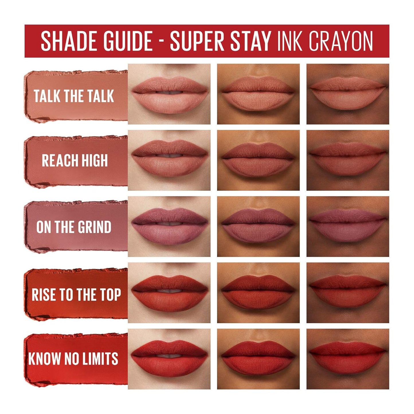 Super Stay Ink Crayon Lipstick Makeup, Precision Tip Matte Lip Crayon with Built-In Sharpener, Longwear up to 8Hrs, Reach High, Rosey Mauve, 1 Count