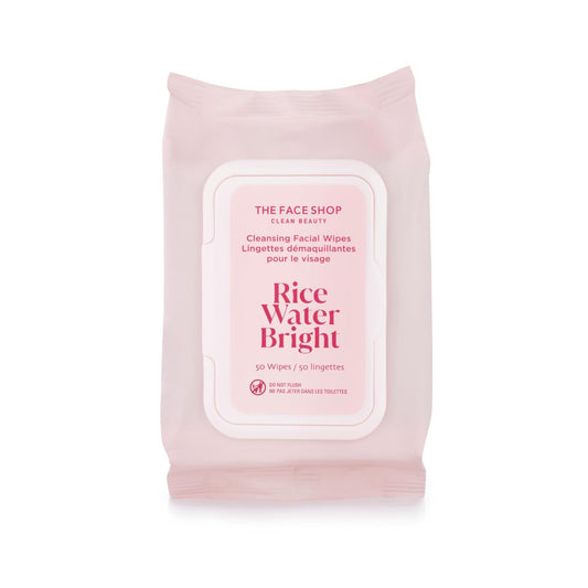 The Face Shop Rice Water Bright Makeup Remover Wipes for Face with Rice Extract, Brightening, Moisturizing, Infused with Cleansing Milk, Vegan Disposable Cleansing Facial Wipes, Korean Skin Care